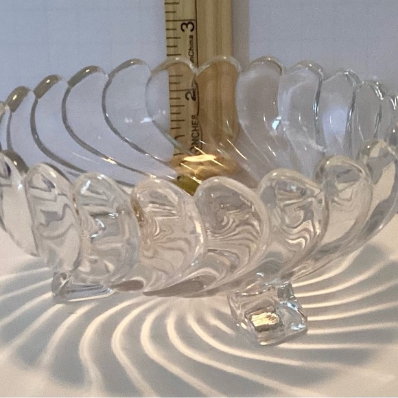 Footed Nut Bowl Clear Fostoria Colony Pattern Swirl Candy Dish - Picture 3 of 6